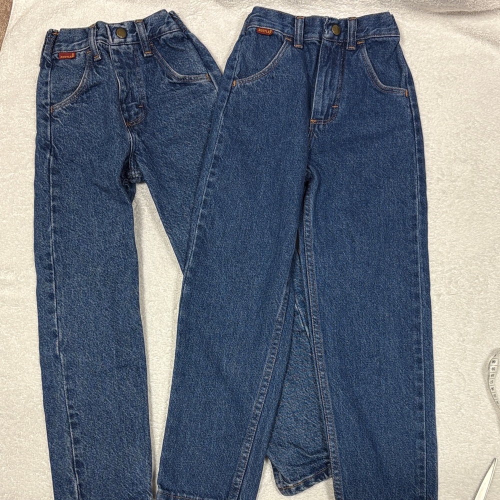 Vintage Rustler Classic Blue Denim Jeans for cotton boys slim 7